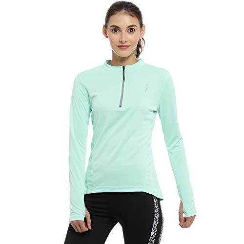 Image of PINACOLADA Women's Solid Mint Green Dri-Fit Activewear T-Shirt Regular Fit for Casual Wear | Structured T-Shirt Crafted with Comfort Fit and High-Performance for Everyday Wear