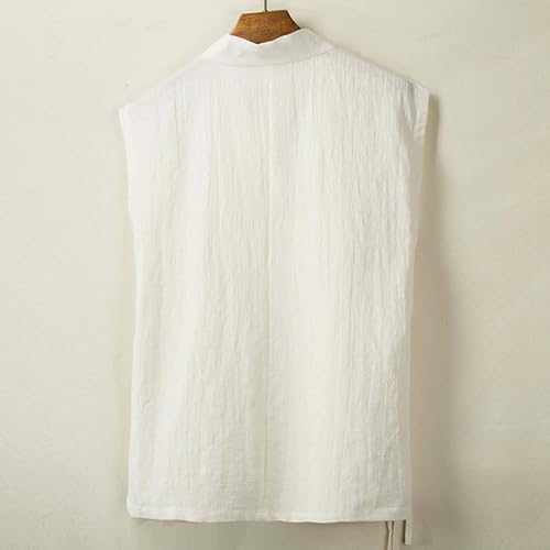 Ropa china tradicional chaleco de cáñfu para hombre en lino vintage 4