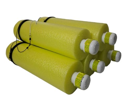 Catfish Noodle Jugs- Rhodes Fishing Jugs with Floats, Nylon Lines, and Hooks for Catfish, Bass, and Lake Fish, Set of 5, Heavy-Duty and Reusable Jumbo Noodles with PVC, Easy to Spot Colors (Yellow)