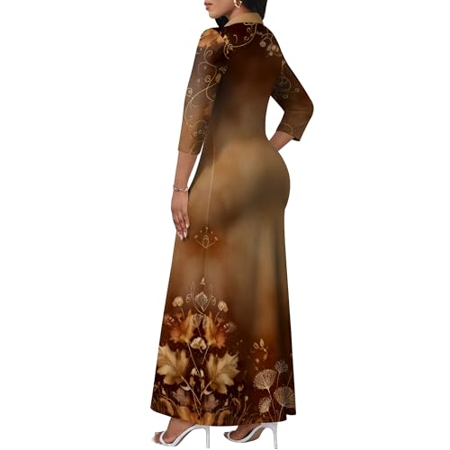 Image of PinkPatty Women's Casual 3 /4 Sleeve Polo V Neck Bodycon Maxi Dress