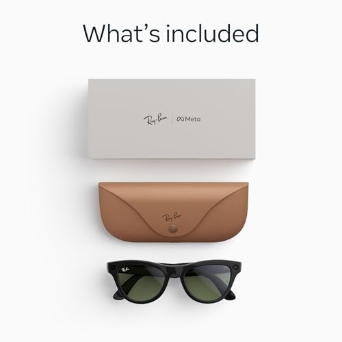 Image of Meta Ray-Ban (Gen 2) Skyler Smart AI Glasses, Shiny Black, Green Lenses