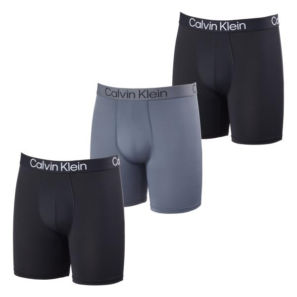 Men's Boxer Brief Moisture Wicking, 3-pack (US, Alpha, Small, Regular, Regular, Black/Black/Gray)