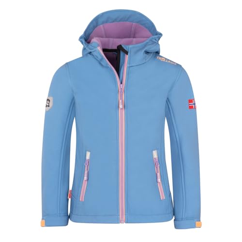 Trollkids Girls Trollfjord Jacket 128 Mystic Blue/Rusty red