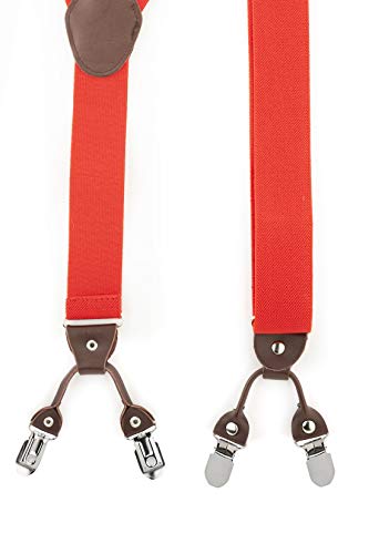 Image of The Tie Hub Booster Red Clip On Suspenders For Men