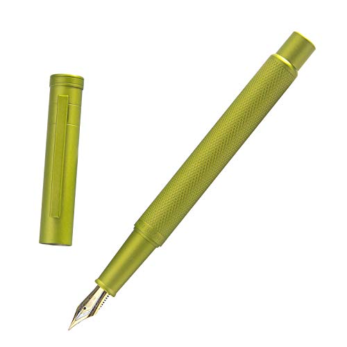 Image of Hongdian 1851 Mustard Yellow Forest Fountain Pen Medium Nib, Classic Design with Converter and Metal Pen Case