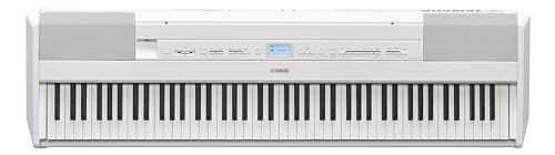 Image of Yamaha 88-Weighted Wooden Key Digital Piano Keyboard, Premium Sound and Touch, Music Rest, Sustain Foot Switch, White (P525WH) | 88-Key Grandtouch-S Wooden Keys, Yamaha Cfx and Bosendorfer Voices, Binaural Sampling, Built-in 2-Way Speakers