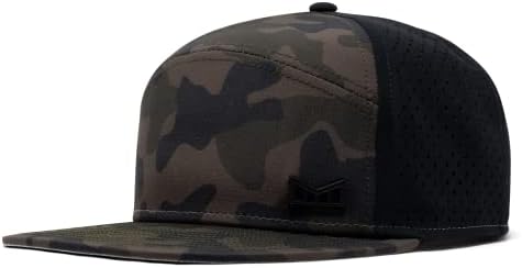 melin Trenches Icon Hydro, Performance Snapback Hat, Water-Resistant Baseball Cap for Men & Women, Olive Camo, Medium-Large