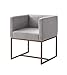 HomeRoots Grey Fabric, Metal Gray Antique Velvet Brass Dining Chair