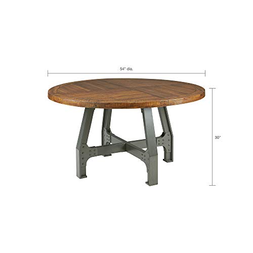 Ink+Ivy Lancaster Round Dining Table - Solid Wood, Metal Base Dining Room Table - Amber Wood, Industrial Style Kitchen Table - 1 Piece Metal Frame Wooden Top Round Table For Dining Room #TOP1