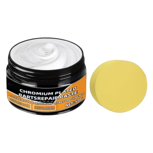 Vibhgtf Restaurador de Cromo - Pasta Reparadora Llantas 50g | con Esponja para Reparación Arañazos en Vehículos Barcos Coches neumáticos Camiones SUV autocaravanas Tiras cromadas Tiradores Paneles