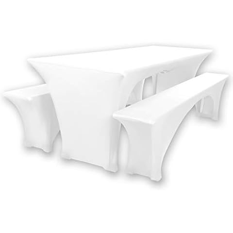 Gräfenstayn® Leopold Stretch - Biertischhussen-Set 3 TLG für Bierzeltgarnitur - 50cm oder 70cm Tischbreite - mit Öko-Tex Siegel Standard 100 :"Geprüftes Vertrauen 30561 (Weiß, 70x220cm) Cover