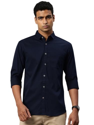 Image of Majestic Man Comfort Slim Fit Solid Pure Cotton Self Design Casual Shirt