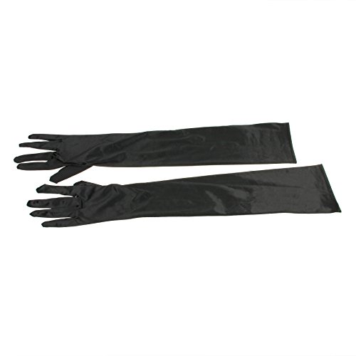 Preisvergleich Produktbild FakeFace Opernlänge Fingerspitzen Handschuh Elastischer Satin Brauthandschuhe Party Abendhandschuhe handschuhe Winter Frühling Sommer Schwarz