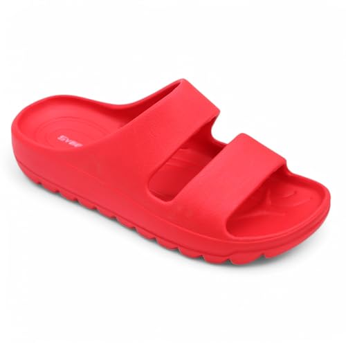 Image of SVAAR Soft EVA Double Strap Slippers for Men | Stylish Anti-Skid Slides with Arch Support & Bouncy Sole | Lightweight Indoor Outdoor Comfort