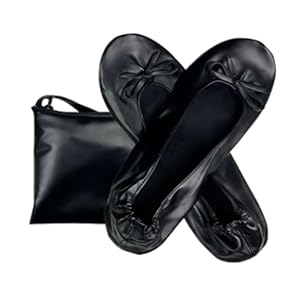 Women’s Foldable Ballet Flats Portable Slip-On Shoes for Wedding, Travel, Work & Driving