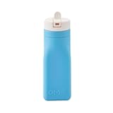 OmieBox Reusable Silicone Water Bottle - 8&period;7 oz&comma; Straw Top&comma; BPA-Free & Phthalate-Free&comma; Leak-Proof &lpar;Blue&rpar;