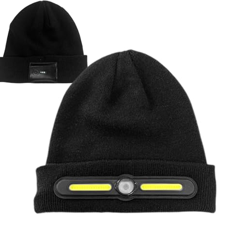 Gorro LED recargable – accesorio luminoso recargable para cabeza,gorro con iluminación, para mujeres y hombres, clima frío, invierno, exterior, camping, carreras, trabajo, conducción, Navidad