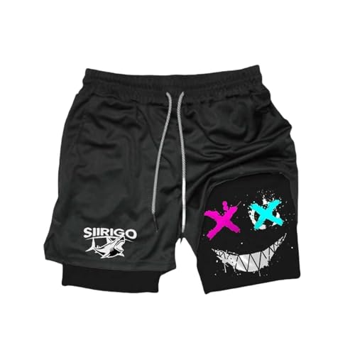 Pantalones cortos hombre Pantalones Cortos De Doble Capa Transpirables Para Hombres, Pantalones Cortos Deportivos De Secado Rápido, Adecuados Para El Entrenamiento De Piernas Rectas En Verano-D-L