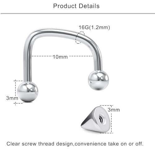 Lcolyoli 16G Labret Jewelry Surgical Steel Lip Rings Hoops C-Shaped Snake Bite Piercing Jewelry Medusa Piercing Jewelry for Women Men2