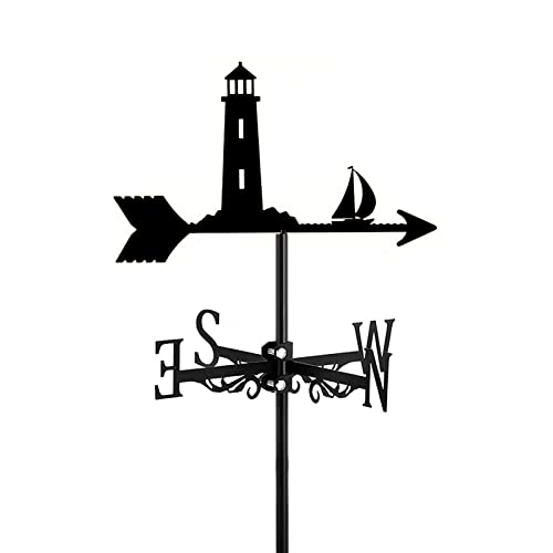 DEAVER WeathervaneIron Sloop Adorno de velero Veleta Indicador de dirección de Veleta de Vino de Acero Inoxidable Balandra y Faro