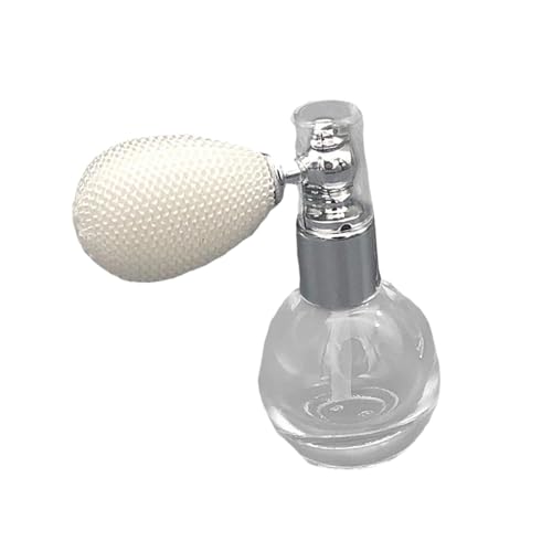 LeeQinersw Pulverizador de Fibras Capilares Botella Spray Redonda de Vidrio Transparente Reutilizable para Polvo Perfume Portátil Material Silicona Vidrio Fácil, Blanco