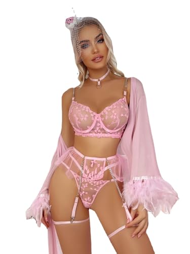 Lingerie érotique ensemble de femme de chambre sexy trois points en maille noire
