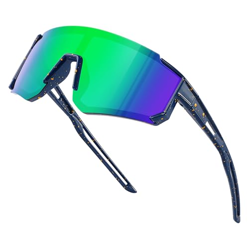 Image of Fanshen Kids Baseball Sunglasses for Boys Girls Ages 3-12, Sports Polarized Youth Baseball Softball Sunglasses UV Protection (Deep Blue /Green)