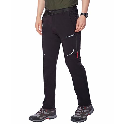 Image of TRIPOLE Trailblazer Trekking and Hiking Pants and Cargo for Outdoors and Travelling (in, Alpha, L, Regular, Full Black)