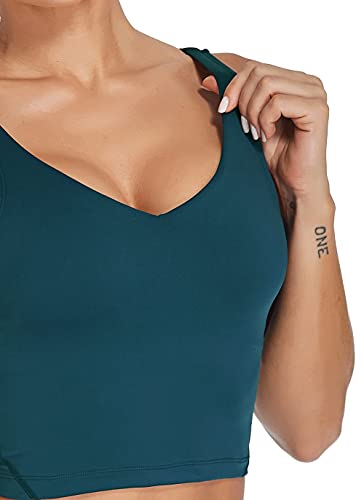 Image of Oalka Sports Bra Womens Longline Padded Crop Yoga Tank Tops