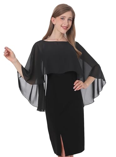 Baoqiya Women's Capelet Shawls and Wraps for Evening Dresses Soft Bridesmaid Shawl Chiffon Cape Wedding Cover Up