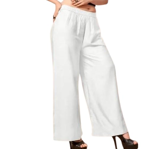 Women's Girls White Flayer Relax Rayon Palazzo-picture-29