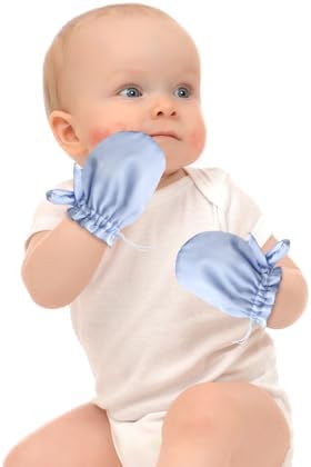 pinklilycare 1 Pair Satin Eczema Mittens for Babies Eczema Gloves Anti Scratch Eczema Relief Mittens Adjustable