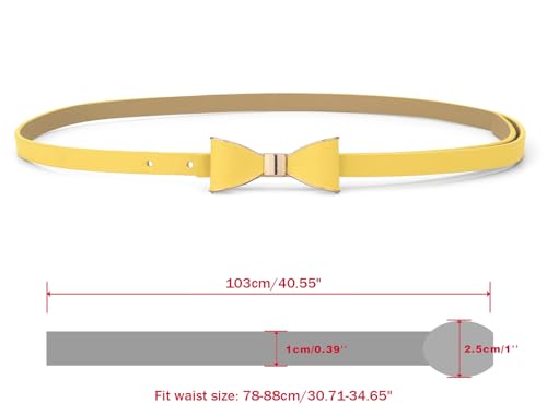 uxcell Extra-Skinny Waist Belt Metal Bow-knot No Buckle Thin Belt for Women3