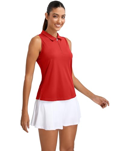 MathCat Womens Golf Polo Shirts, Sleeveless 1/4 Zip UPF 50+ Tennis Tank Top, Racerback with Collar Athletic Shirt Quick Dry3