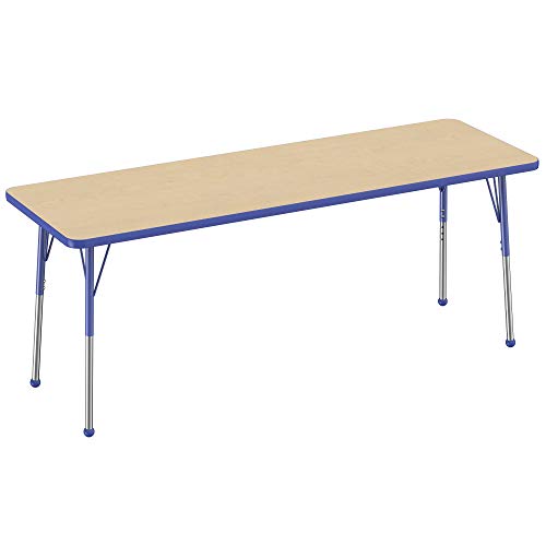 FDP 24" x 72" Rectangle Table with Ball Glide Legs - Maple/Blue