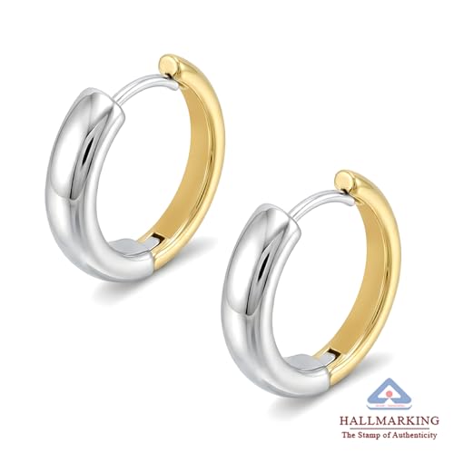 Image of TRUESILVER ACPL 925 Sterling Silver Hoop Earrings | Huggie Hoop Earrings for Women & Men | Classic Everyday Unisex Fashion Jewelry
