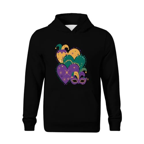 Kids Mardi Gras Hearts Vintage Boys Girls Lightweight Kangaroo Pocket Fleece Hoodies2