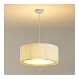 Modern Pendelleuchte Moderne Trommel-Plissee-Pendelleuchte aus Stoff, französische cremeweiße hängende Deckenleuchte, nordischer Vintage-Kronleuchter, Esszimmer-Pendelleuchte for Küche und Schlafzimme