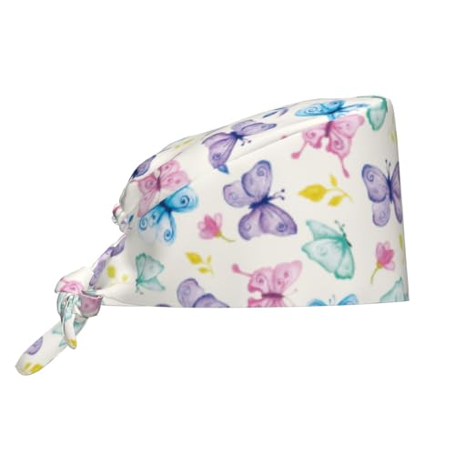 Image of Working Cap Scrub Cap with Sweatband Adjustable Unisex Women Tie Back Hat Nurse Surgical Caps