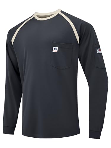 Image of VANDISI FR Shirts for Men 100% Cotton 6.5oz Lightweight NFPA2112/CAT2 Flame Resistant Shirts for Men Long Sleeve Multi-Pockets