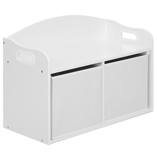 Evolur Playthings Storage Bench Banco de Almacenamiento, Madera, Blanco