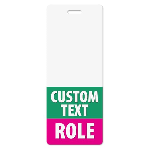 Custom Double Role Badge Buddy - (100 pcs) Multiple Colors and Fonts to Choose - Vertical Oversized - Print On Both Sides - Real Thick Plastic Card (Like Credit Cards)