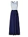 MEROKEETY Women's Summer Striped Sleeveless Crew Neck Long Maxi Dress Dress with Pockets Navy
