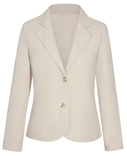 Women's Cotton Linen Blazer Long Sleeve Lapel Button Blazers Lightweight Summer Casual Work Office Jacket Suit