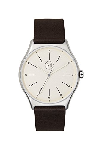 slim made one 03 - Ultra thin watch in silver/brown - unisex