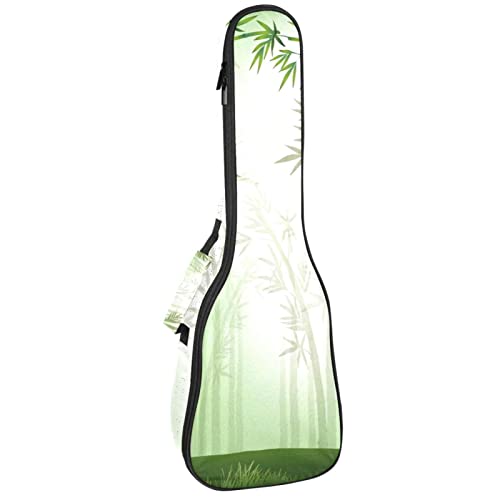 Sac robuste pour ukulélé de concert rembourré fini noir et design bambou vert