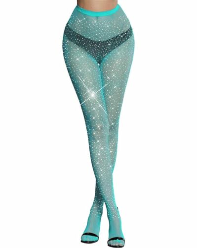 Image of VINICUNCA Fishnet Stockings for Women Sparkly Rhinestone Fishnet Tights Glitter Fish Nets
