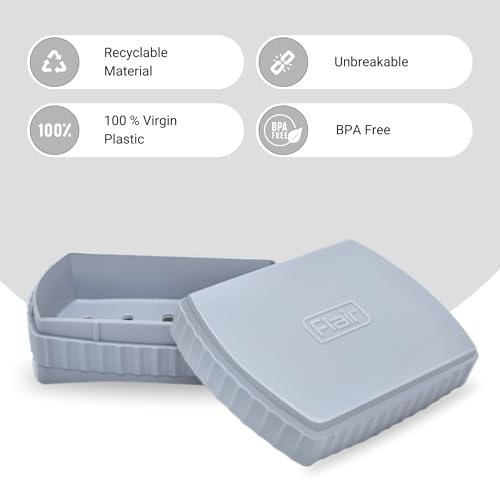 Image of FLAIR Estella Soap Case with Drainage | Reusable & Durable Soap Box | Modern Bathroom Soap Holder (2, Grey)