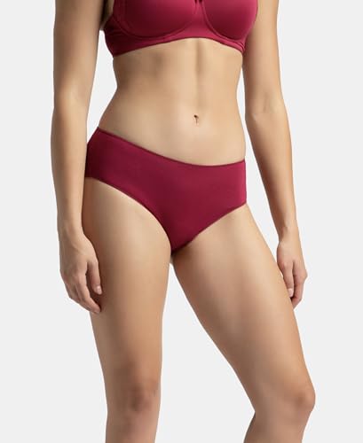 Jockey 1802 Women's High Coverage Micro Modal Elastane Stretch Mid Waist Hipster with Ultrasoft Concealed Waistband