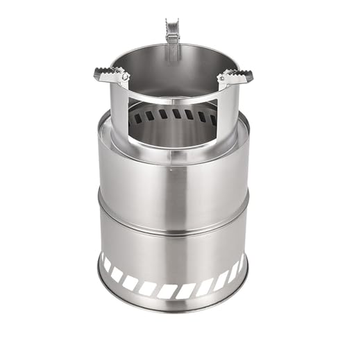 Estufa de leña portátil de acero inoxidable sin humo para acampar al aire libre, hoguera de mesa extraíble para patio, picnic